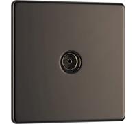 BG Electrical FBN60-01 - Presa singola coassiale a piastra piatta senza viti, nichel nero