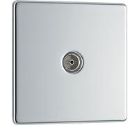 Bg Electrical FPC60-01 senza Viti Piatto Piano 1 Gang Coassiale Presa ,Cromato Lucido,250 V