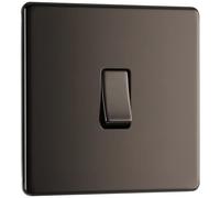 BG Electrical, interruttore a luce singola senza viti, piastra piatta, in nichel nero, a 2 vie, 16AX, 2,0 cm x 2,0 cm x 2,0 cm
