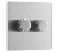BG Electrical, interruttore dimmer intelligente a doppia parete, 2 vie, piastra frontale senza viti, Evolve, acciaio spazzolato, 200 W, PCDBS82W