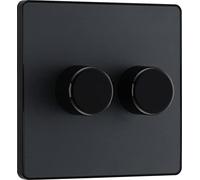 BG Electrical, interruttore dimmer intelligente a doppia parete, 2 vie, piastra frontale senza viti, Evolve, grigio opaco, 200 W, PCDMG82B