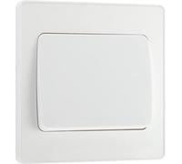 BG Electrical - Interruttore singolo da parete, a bilanciere largo, 2 vie, piastra frontale senza viti, bordi arrotondati, Evolve, bianco perlato, 20A, 16AX, PCDCL12WW
