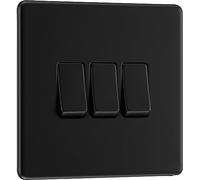 BG Electrical - Interruttore triplo della luce, 20 A, 2 vie, colore: nero cromato