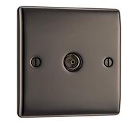 BG Electrical NBN60 Coassiale Nero, Nichel presa energia