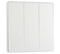 BG Electrical PCDCL43EW - Interruttore triplo da parete a 2 vie, bilancieri da bordo a bordo, senza viti, bordi arrotondati, Evolve, bianco perlato, 20A, 16AX, PCDCL43EW