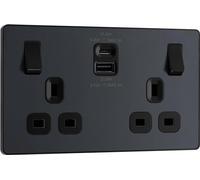BG Electrical - Presa a muro con doppio interruttore con porte di ricarica USB tipo A e tipo C, Evolve, grigio opaco, 13 A, 22 W, PCDMG22UAC22B