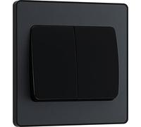 BG Evolve - Doppio interruttore luminoso grigio opaco, 20 A, 16 Ax, 2 vie, a bilanciere largo