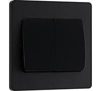 BG Evolve - Doppio interruttore luminoso nero opaco, 20 A, 16 Ax, 2 vie, a bilanciere largo