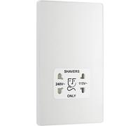 BG Evolve - Presa per rasoio a doppia tensione, 115/240 V, colore: Bianco perlato