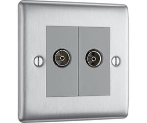 BG Nexus metal presa coassiale 2 banda in acciaio spazzolato