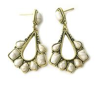 BG&WLing Orecchini pendenti a goccia, in argento Sterling 925, con turchese, per donne e ragazze, gioielli vintage in stile bohémien occidentale, Argento sterling, Turchese