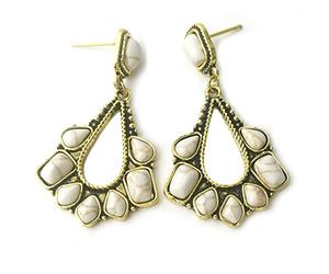 BG&WLing Orecchini pendenti a goccia, in argento Sterling 925, con turchese, per donne e ragazze, gioielli vintage in stile bohémien occidentale, Argento sterling, Turchese