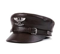 BGAZA Berretto da Donna for Le Donne PU. Cappelli Invernali in Pelle Piatta Gatsby Visiera in Pelle(Dark Brown,L (55-56cm))