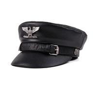 BGAZA Berretto da Donna for Le Donne PU. Cappelli Invernali in Pelle Piatta Gatsby Visiera in Pelle(Noir,2XL(59-60cm))