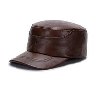 BGAZA Berretto Semplice, Uomini Regolabili in Modo Regolabile PU. Cappello da Baseball Classico Cappello, Inverno for Anziani Padre(Brown,59-61cm)