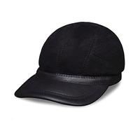 BGAZA Cappelli da Baseball da Uomo Cappelli da Baseball in Vera Pelle Nuovo Cappello in Pelle Reale in Pelle con Cappello con Un Vero Fu-R all'Interno