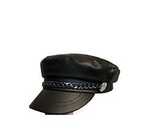 BGAZA Cappelli di Moda for Le Donne Inverno Mi-legioparpe Catena Coreana PU. Berretto retrò retrò da Esterno in Pelle(Noir)