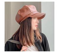 BGAZA Cappelli Invernali Autunno Moda Donna in Pelle massello in Pelle Ottagonale Newsboy Cappucci Signore Casual PU. Cappello da Femmina del Berretto Invernale del Cappello(Brown)