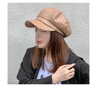 BGAZA Cappelli Invernali Autunno Moda Donna in Pelle massello in Pelle Ottagonale Newsboy Cappucci Signore Casual PU. Cappello da Femmina del Berretto Invernale del Cappello(Khkai)