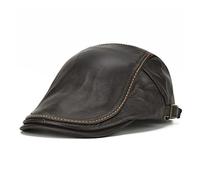 BGAZA Cappellini Piatti Autunnali Invernali for Uomo Brown Cappelli di anatroccoli Regolabili da Uomo Maschile in Pelle di Vacchetta in Pelle di Vacchetta Classica Classica(Coffee cap)