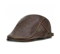BGAZA Cappellini Piatti Autunnali Invernali for Uomo Brown Cappelli di anatroccoli Regolabili da Uomo Maschile in Pelle di Vacchetta in Pelle di Vacchetta Classica Classica(Brown cap)
