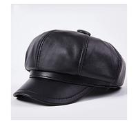 BGAZA Cappello Classico a Colori Solido Francese for Le Donne Newsboy cap Boy in Ecopelle Cappelli for Signore(Noir,L(55-56cm))