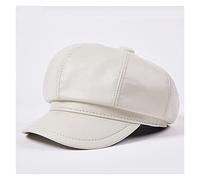 BGAZA Cappello Classico a Colori Solido Francese for Le Donne Newsboy cap Boy in Ecopelle Cappelli for Signore(Milky White,XL(57-58cm))