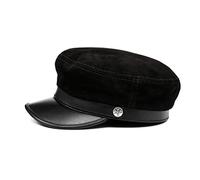 BGAZA Cappello da Donna Uomo Rosso Newsboy cap in Vera Pelle Britannica retrò Signore Boy cap(Noir,XL(57-58cm))