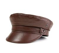 BGAZA Cappello da Marinaio in Vera Pelle da Uomo in Vera Pelle di mirit-ARY(Coffee,L(55-56cm))