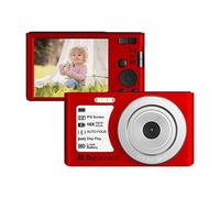 BGAZA Fotocamere digitali compatte Vintage retrò for Fotografia 48MP 4K Vlog videocamera con Messa a Fuoco Automatica videoregistratore Portatile(No SD Card,Rot)