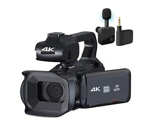 BGAZA Videocamera 4K Professionale Videocamera da 64 MP 4quot;Touch Screen Full UHD Vlog Streaming Camera Digital Recorder Webcam(No SD Card,with Microphone)