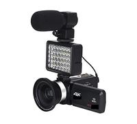 BGAZA Videocamera Digitale 4K Completa Videocamera Digitale da 48 MP for Lo Streaming Videocamera Vlog grandangolare 18X Registrazione in Loop Time Lapse(128G SD Card,with Lens Light Mic)