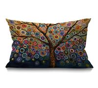 BGBDEIA Federa per cuscino decorativa con albero dell'amore e pois ondulati con i colori dell'arcobaleno, federa per cuscino in stile casa di campagna adorabile e carina, 30 x 50 cm, regalo per la