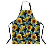 BGBDEIA Grembiule con fiori di girasole e battaglie blu grafica, grembiule regolabile per uomo e donna, adatto per cucina, cameriera, chef, Girasole e Batterflies, 27 X 31 Inch
