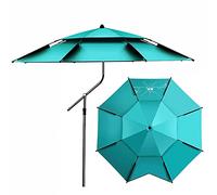 BGBZHMMEE Ombrellone da Pesca Esterno Antivento, 2m / 2.2m / 2.4m Ombrellone da Spiaggia Regolabile A 360°, Protezione UV 50+ Ombrellone da Giardino(Green Cane Umbrella,260cm/8.5ft)