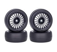 BGDIEAKIN 1Set di Pneumatici in Gomma e Cerchioni Mozzo 12mm Esagonale for 1/10 RC Crawler su Strada Auto for Ta-Miya TT01 TT02 HSP HPI Parti di Aggiornamento(Black A)