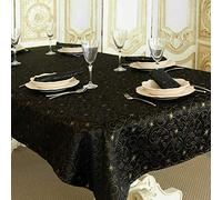 BGEUROPE Tovaglia - Antimacchia - Nero e Oro - Ref. Christmas Stars - 150cm x 250cm
