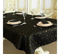 BGEUROPE Tovaglia - Antimacchia - Nero e Oro - Ref. Christmas Stars - 150cm x 300cm