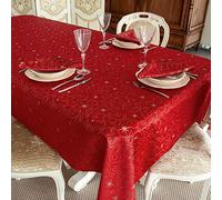 BGEUROPE Tovaglia - Antimacchia - Rosso e Argento - Ref. Christmas Stars - 150cm x 250cm
