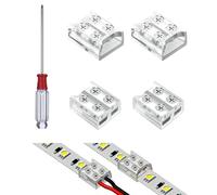 Bgfaquri Confezione da 4 connettori per strisce LED a 2 pin, da 10 mm, per luci LED COB/SMD, 12 V 24 V, connettori per luci a nastro con doppio nastro e connettori da striscia a filo con cacciavite