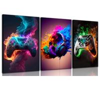 BGFCE Decorazione da parete per sala da gioco, decorazione a tema videogiochi, decorazione artistica da parete, poster su tela per ragazzi e adolescenti, con cornice, 30,5 x 40,6 cm, set da 3