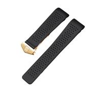 BGFFDSZ Cinturino for orologio compatibile con TAG HEUER GRAND CARRERA AQUARACER in morbido silicone da 22 mm e 24 mm, cinturino in gomma for orologio da uomo(Black Gold,22mm)
