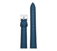 BGFFDSZ Cinturino for orologio da donna in vera pelle compatibile con Casio Fossil Rossini Folli Follie Plain Watch Chain Strap Rosa Blu 12mm 14mm 16mm 18mm 20mm(Dark blue-silver,12mm)