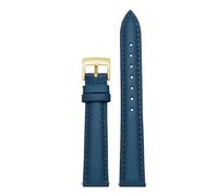 BGFFDSZ Cinturino for orologio da donna in vera pelle compatibile con Casio Fossil Rossini Folli Follie Plain Watch Chain Strap Rosa Blu 12mm 14mm 16mm 18mm 20mm(Dark blue-gold,14mm)