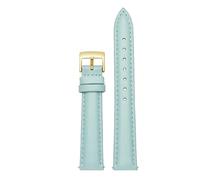 BGFFDSZ Cinturino for orologio da donna in vera pelle compatibile con Casio Fossil Rossini Folli Follie Plain Watch Chain Strap Rosa Blu 12mm 14mm 16mm 18mm 20mm(Sky blue-gold,16mm)