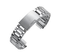 BGFFDSZ Cinturino for orologio di lusso in acciaio inossidabile massiccio con estremità piatta e fibbia pieghevole nera argento, 18 mm, 20, 22, braccialetti universali for orologi(Silver,22mm)