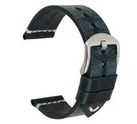 BGFFDSZ Cinturino for orologio fatto a mano compatibile con cinturini da polso Panerai Seiko Hamilton da 18 mm, 19 mm, 20 mm, 21 mm, 22 mm, 23 mm, 24 mm, marrone scuro, blu e nero.(Blue silver clasp,2