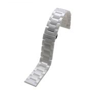 BGFFDSZ Cinturino for orologio in acciaio e ceramica, da uomo, nero, bianco, da donna, in acciaio inossidabile, compatibile con Tissot Armani 12 13 14 15 16 17 18 20 22 mm(Pure White,14mm)