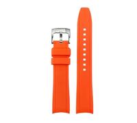 BGFFDSZ Cinturino for orologio in gomma con estremità curva da 20 mm e 22 mm compatibile con Casio Swordfish, Seiko, Tissot, Omega, cinturino sportivo impermeabile in silicone(Orange-silver A,20mm)