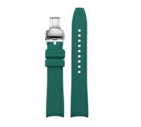 BGFFDSZ Cinturino for orologio in gomma con estremità curva da 20 mm e 22 mm compatibile con Casio Swordfish, Seiko, Tissot, Omega, cinturino sportivo impermeabile in silicone(Green-silver B,20mm)